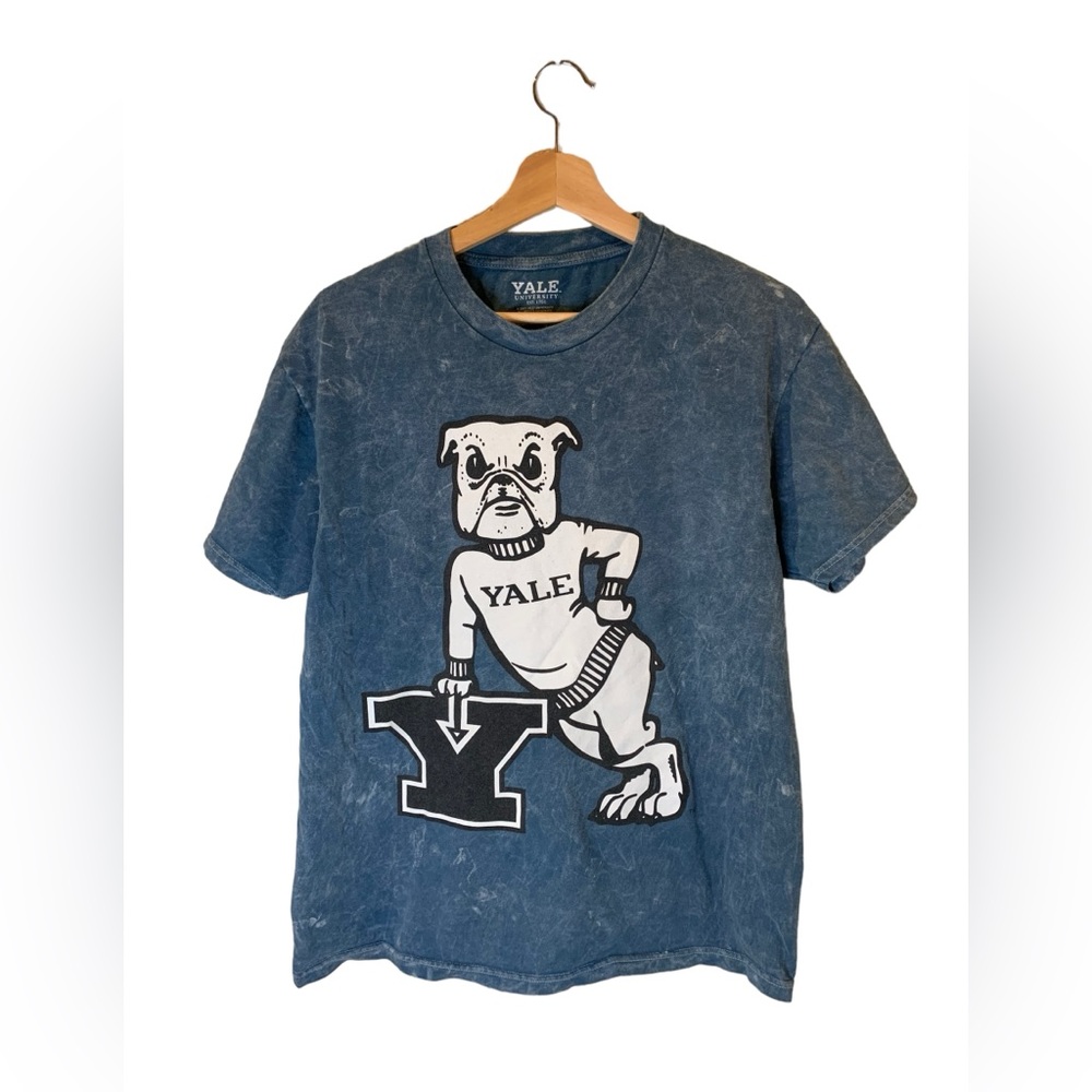 Yale University Bulldogs T Shirt Adult Large Short Sleeve Blue Vintage Style